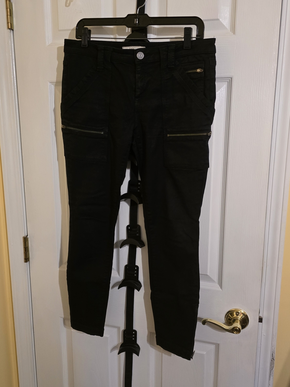 Joie Black Skinny Cargo Pants with Zip Details